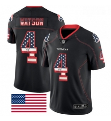 Men Nike Houston Texans 4 Deshaun Watson Limited Black Rush USA Flag NFL Jersey