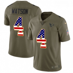 Men Nike Houston Texans 4 Deshaun Watson Limited OliveUSA Flag 2017 Salute to Service NFL Jersey