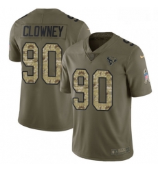 Men Nike Houston Texans 90 Jadeveon Clowney Limited OliveCamo 2017 Salute to Service NFL Jersey