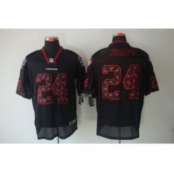 Nike Houston Texans 24 Johnathan Joseph Black Elite Lights Out Number with Team logo NFL Jersey