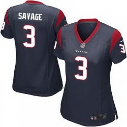 Nike Texans #3 Tom Savage Navy Blue Team Color Womens Stitched NFL Elite Jersey