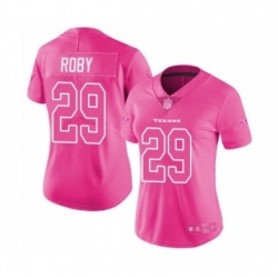 Womens Houston Texans 29 Bradley Roby Limited Pink Rush Fashion Football Jersey