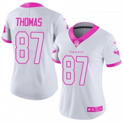 Womens Nike Houston Texans 87 Demaryius Thomas Limited White Pink Rush Fashion NFL Jersey