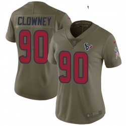 Womens Nike Houston Texans 90 Jadeveon Clowney Limited Olive 2017 Salute to Service NFL Jersey