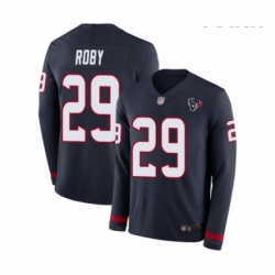 Youth Houston Texans 29 Bradley Roby Limited Navy Blue Therma Long Sleeve Football Jersey