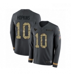 Youth Nike Houston Texans 10 DeAndre Hopkins Limited Black Salute to Service Therma Long Sleeve NFL Jersey