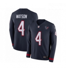 Youth Nike Houston Texans 4 Deshaun Watson Limited Navy Blue Therma Long Sleeve NFL Jersey