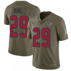 Youth Nike Texans #29 Andre Hal Olive Stitched NFL Limited 2017 Salute to Service Jersey