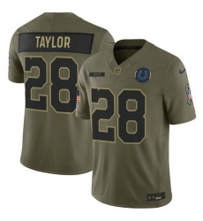 Men Indianapolis Colts 28 Jonathan Taylor Olive 2025 F U S E  Salute to Service Limited Stitched Football Jersey