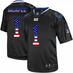 Men Nike Indianapolis Colts 1 Pat McAfee Elite Black USA Flag Fashion NFL Jersey