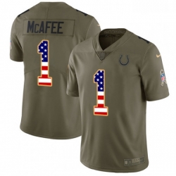 Men Nike Indianapolis Colts 1 Pat McAfee Limited OliveUSA Flag 2017 Salute to Service NFL Jersey