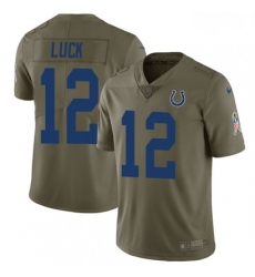 Men Nike Indianapolis Colts 12 Andrew Luck Limited Olive 2017 Salute to Service NFL Jersey