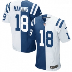 Men Nike Indianapolis Colts 18 Peyton Manning Elite Royal BlueWhite Split Fashion NFL Jersey