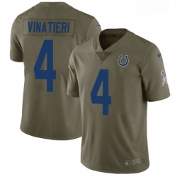 Men Nike Indianapolis Colts 4 Adam Vinatieri Limited Olive 2017 Salute to Service NFL Jersey