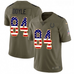 Men Nike Indianapolis Colts 84 Jack Doyle Limited OliveUSA Flag 2017 Salute to Service NFL Jersey