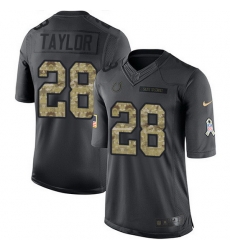 Nike Colts 28 Jonathan Taylor Black Men Stitched NFL Limited 2016 Salute to Service Jersey