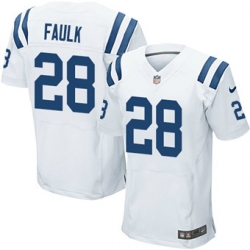 Nike Colts #28 Marshall Faulk White Mens Stitched NFL Elite Jersey