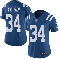 Colts 34 Rock Ya Sin Royal Blue Women Stitched Football Limited Rush Jersey