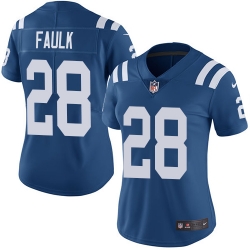 Nike Colts #28 Marshall Faulk Royal Blue Team Color Womens Stitched NFL Vapor Untouchable Limited Jersey