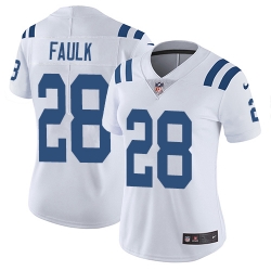 Nike Colts #28 Marshall Faulk White Womens Stitched NFL Vapor Untouchable Limited Jersey