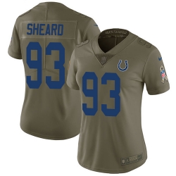 Nike Colts #93 Jabaal Sheard Olive Womens Stitched NFL Limited 2017 Salute to Service Jersey