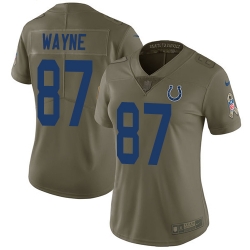 Womens Nike Colts #87 Reggie Wayne Olive  Stitched NFL Limited 2017 Salute to Service Jersey