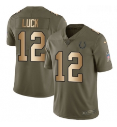 Youth Nike Indianapolis Colts 12 Andrew Luck Limited OliveGold 2017 Salute to Service NFL Jersey