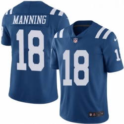 Youth Nike Indianapolis Colts 18 Peyton Manning Limited Royal Blue Rush Vapor Untouchable NFL Jersey