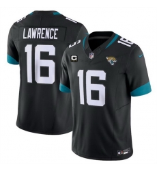 Men Jacksonville Jaguars 16 Trevor Lawrence Black With 4 Star C Patch Vapor Untouchable Limited Stitched Jersey