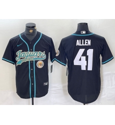 Men Jacksonville Jaguars 41 Josh Allen Black With Patch Cool Base Stitched Baseball Jersey 1