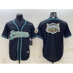 Men Jacksonville Jaguars Black Team Big Logo With Patch Cool Base Stitched Baseball Jersey
