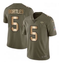 Men Nike Jacksonville Jaguars 5 Blake Bortles Limited OliveGold 2017 Salute to Service NFL Jersey