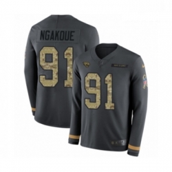 Men Nike Jacksonville Jaguars 91 Yannick Ngakoue Limited Black Salute to Service Therma Long Sleeve NFL Jersey