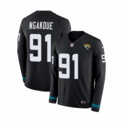 Men Nike Jacksonville Jaguars 91 Yannick Ngakoue Limited Black Therma Long Sleeve NFL Jersey