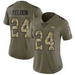 Nike Jaguars #24 T J Yeldon Olive Camo Womens Stitched NFL Limited 2017 Salute to Service Jersey