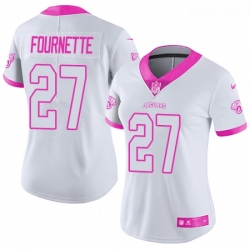 Womens Nike Jacksonville Jaguars 27 Leonard Fournette Limited WhitePink Rush Fashion NFL Jersey