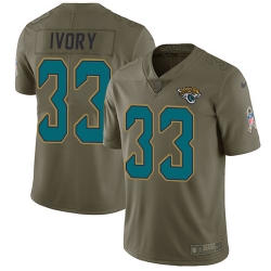 Youth Nike Jaguars #33 Chris Ivory Olive Stitched NFL Limited 2017 Salute to Service Jersey