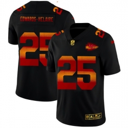 Kansas City Chiefs 25 Clyde Edwards Helaire Men Black Nike Red Orange Stripe Vapor Limited NFL Jersey