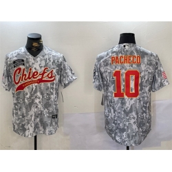 Men Kansas City Chiefs 10 Isiah Pacheco 2024 Arctic Camo Salute To Service Stitched Baseball Jersey