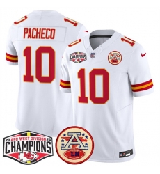 Men Kansas City Chiefs 10 Isiah Pachecoy White F U S E  2024 AFC West Division Champions Vapor Limited Stitched Football Jersey