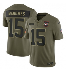 Men Kansas City Chiefs 15 Patrick Mahomes Olive 2025 Salute to Service Limited Stitched Football Jersey