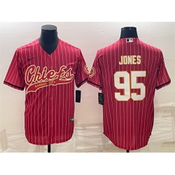 Men Kansas City Chiefs 95 Chris Jones Red With Patch Cool Base Stitched Baseball Jerseys