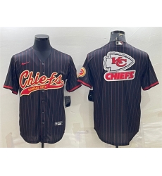 Men Kansas City Chiefs Black Team Big Logo With Patch Cool Base Stitched Baseball Jersey