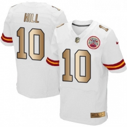 Men Nike Kansas City Chiefs 10 Tyreek Hill Elite WhiteGold NFL Jersey