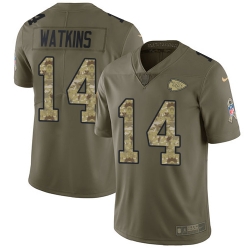 Nike Chiefs #14 Sammy Watkins Olive Camo Mens Stitched NFL Limited 2017 Salute To Service Jersey