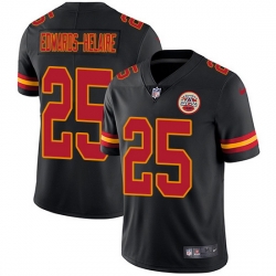 Nike Chiefs 25 Clyde Edwards Helaire Black Men Stitched NFL Limited Rush Jersey