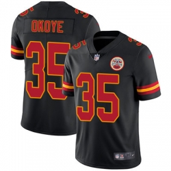 Nike Chiefs #35 Christian Okoye Black Mens Stitched NFL Limited Rush Jersey