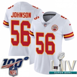 2020 Super Bowl LIV Women Nike Kansas City Chiefs #56 Derrick Johnson White Vapor Untouchable Limited Player NFL Jersey