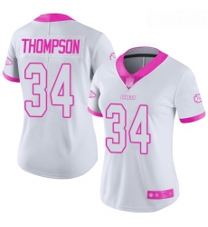 Chiefs #34 Darwin Thompson White Pink Women Stitched Football Limited Rush Fashion Jersey