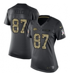 Nike Chiefs #87 Travis Kelce Black Womens Stitched NFL Limited 2016 Salute to Service Jersey